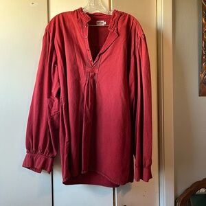 Men's Casual Red Button Down Shirt